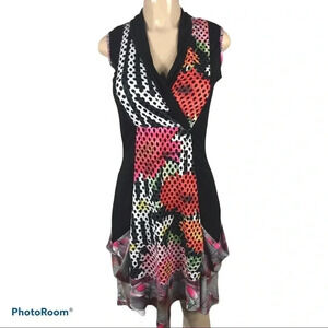 Tango Mango Size Xtra Small Sleeveless Bright Print Colors Dress. New With Tags.